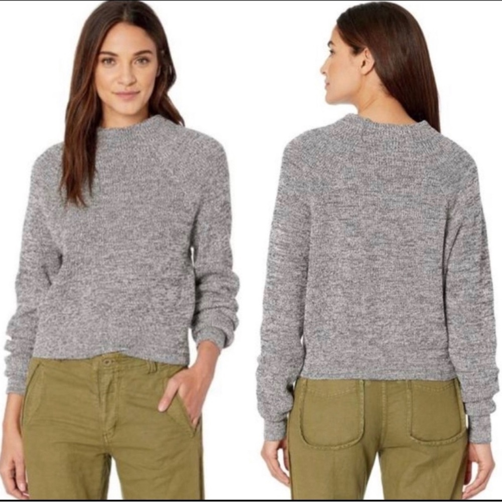 Free People - Too Good Ribbed Trim Pullover Sweater - Black-Sz Small
